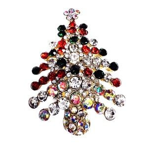 All Rhinestone Christmas Tree Brooch/Pin